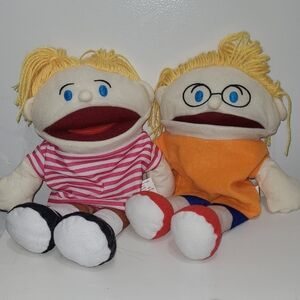 Set of 2 Plush Hand Puppets 12” Boy Girl Soft Puppet Toy Kids